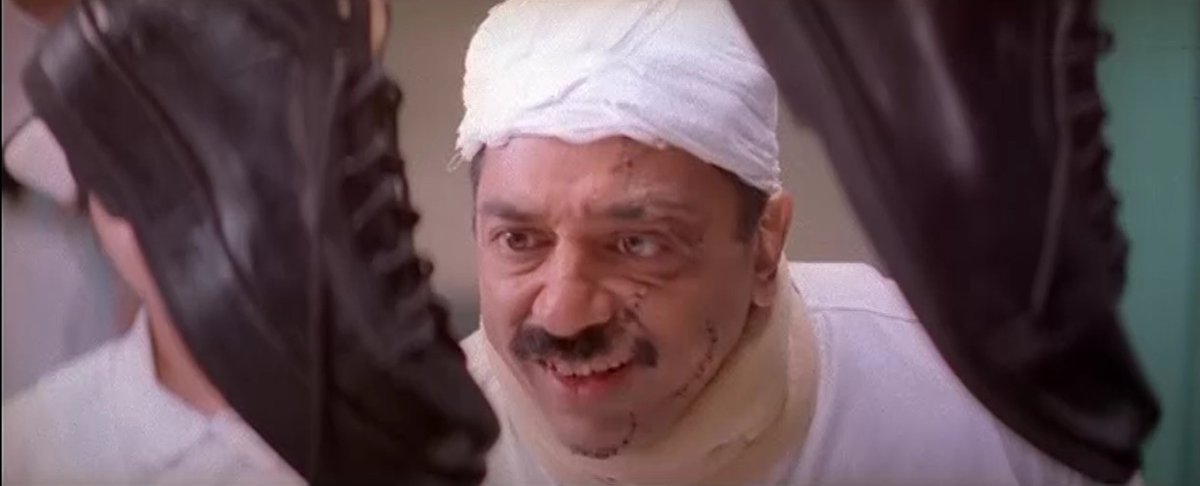  #AnbeSivam Accident : Nalla meets with bus accident and his friend Paun dies. His recovery scenes are the best scenes in this movie. The most important transformation point of Nalla is shown with a song " Yaar Yaar Sivam  " elevates the movie to an another level.  #KamalHaasan