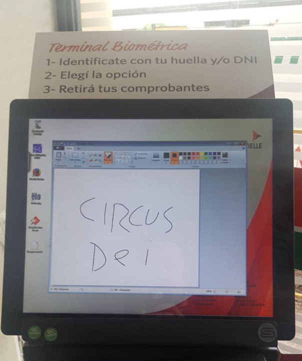 @MacriPelado "Hackee" una terminal de un banco para abrir un paint y hacerle publicidad a mi banda <a href="/CircusDei/">CIRCUSDEI</a> jajaj