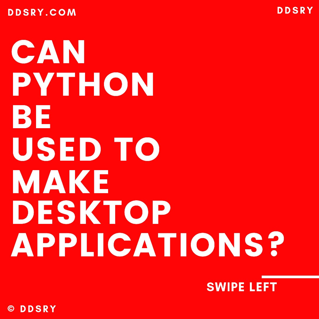 DDSRY21's tweet image. ▶️Can #Python be used to make GUI / desktop applications:

▪️Yes, 
we can create our own GUI / Desktop application using 

▪️KIVY Frameworks.

✔️ Check out Link in Profile.

@ThePSF @PythonStack 

#edtech
#LearnPythonOnTwitter
#programming