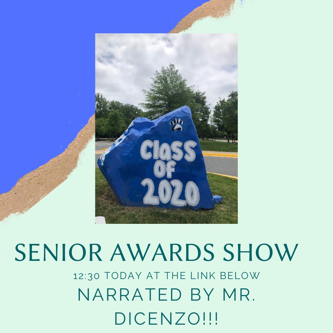 The celebration continues as we present our Class of 2020 Senior Awards show, narrated by our own Mr. Dicenzo! Check out the link - youtube.com/watch?v=JeP5AW…