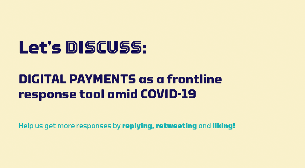 BetterThan_Cash's tweet photo. 🔊Let's #DISCUSS:

#Digitalpayments as a frontline response tool amid #COVID19.

Here are 4 questions for this week's #Twitter discussion.

Share your thoughts by replying to the questions.
Help us spread the word by retweeting &amp; liking!

𝒯𝒽𝒶𝓃𝓀 𝓎𝑜𝓊! #MondayThoughts @UNCDF https://t.co/xFCqThqmkF