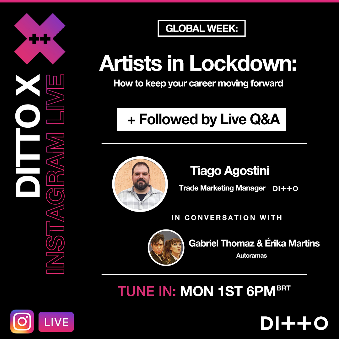 Dittomusic's tweet photo. Up next for #DittoXGlobalWeek is @dittomusicbrasil 🇧🇷➕➕
Today we have Ditto Music’s Trade Marketing Manager, who will be in discussion with @autoramas.
Tune in at 6pm BRT / 10pm BST and remember this will be broadcast in Portuguese 🗣🇵🇹
Follow 👉https://t.co/UGCni2P1cI https://t.co/wIijQvPaZ5
