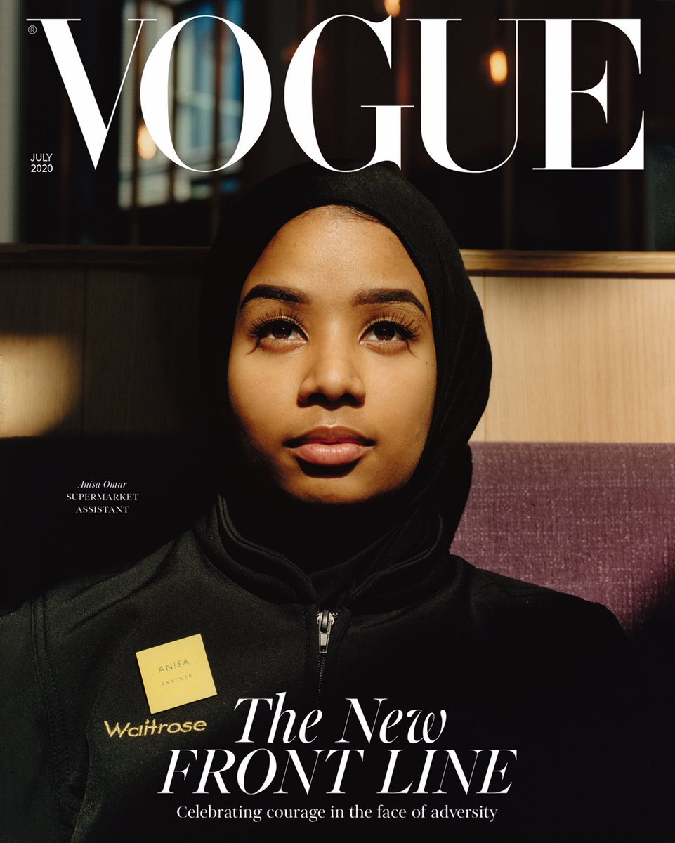 For the July 2020 issue of British Vogue, three key workers star on the cover. Meet @Waitrose supermarket worker, Anisa Omar, and the other heroes on the new front line, photographed by Jamie Hawkesworth.
- - > bit.ly/2MliWaZ
