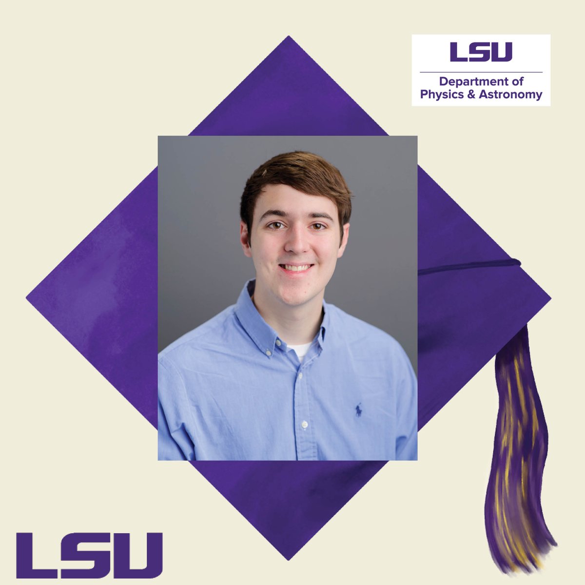 LSUphysastro's tweet image. Alexandria Senior High alumnus - Hunter C. Meyer #LSUgrad magna cum laude w physics BS degree @lsuscience. As @LSUDiscover Distinguished Undergrad Research Medalist, Hunter rcvd 2020 Byrd Ball Outstanding Undergraduate Research Award &amp;amp; #SigmaPiSigma @SPSNational. #GeauxScience