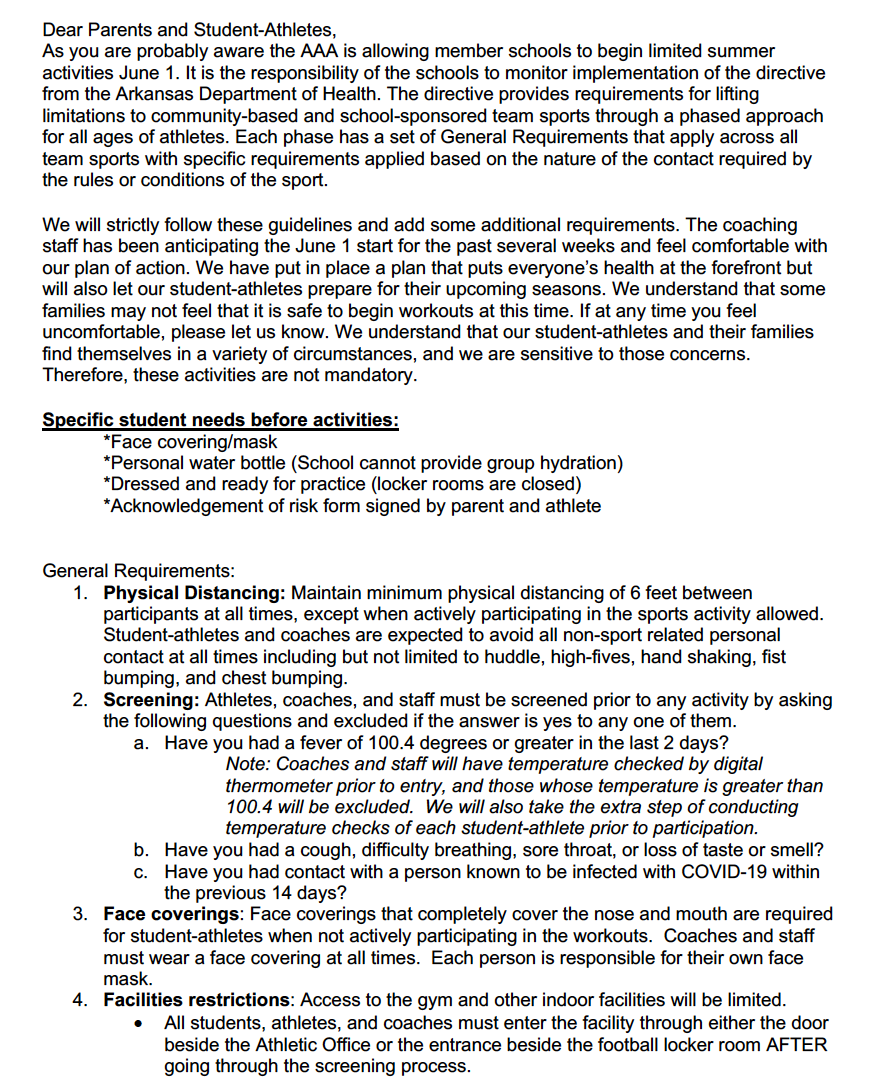 SportsEpiscopal's tweet photo. Parents and Students: Swipe to see the letter from Coach Marsh regarding our plans for summer athletic workouts.
#runwild #episcopalcollegiate #episcopalwildcats https://t.co/1bj1SKJHrf