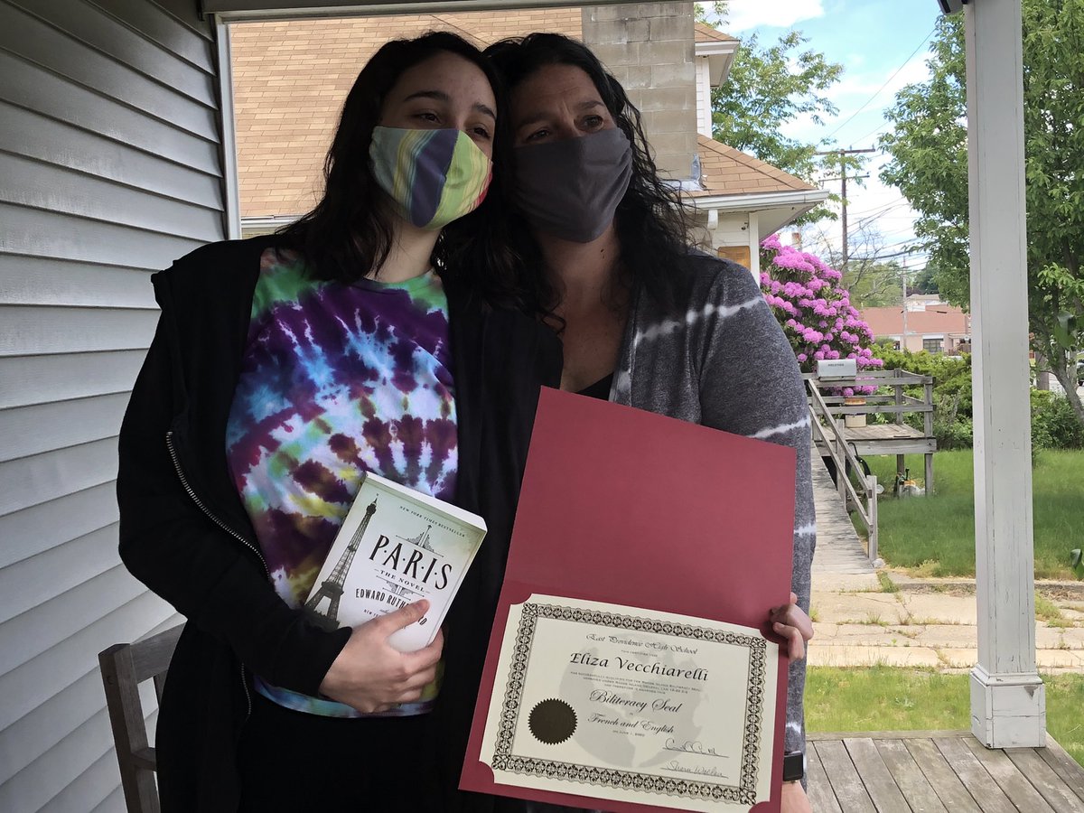 Best Day since distance learning started. Congratulations, Eliza on obtaining a Biliteracy Seal in French and English! #TowniePride