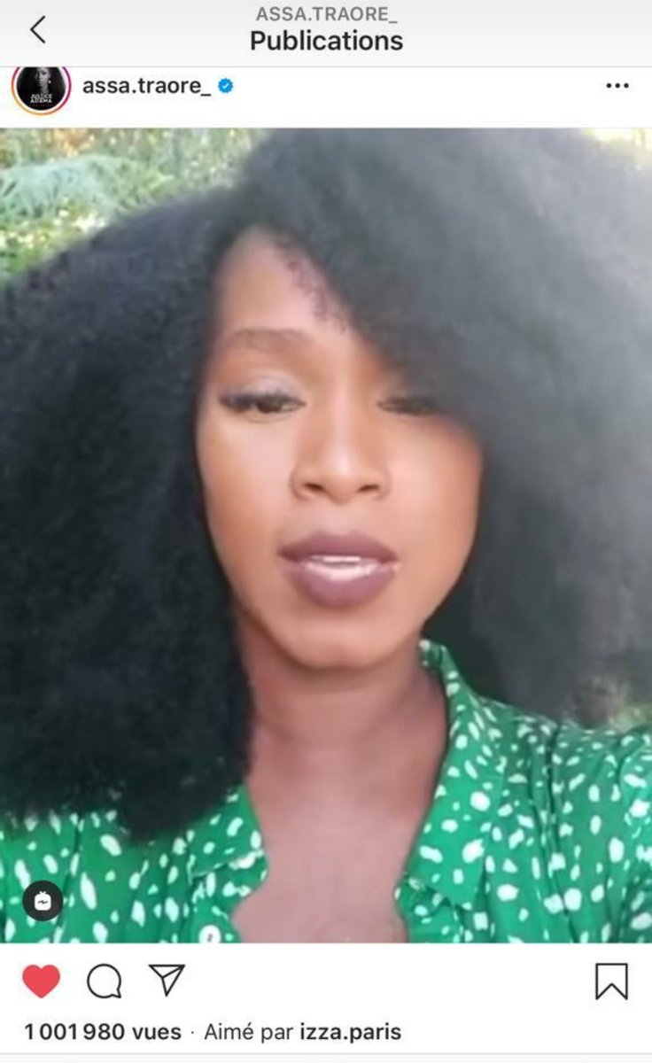 laveritepradama's tweet photo. La vidéo d'Assa Traoré sur Insta fait plus de 1M de vues. Les télés françaises ne parlent que des USA. Mais grâce aux réseaux sociaux et à votre soutien nous parvenons à contourner le boycott médiatique 👊
Pour suivre Assa sur Insta👉 https://t.co/URKOGbZ2Po
#JusticePourAdama https://t.co/ZS5Lj2Dnxt