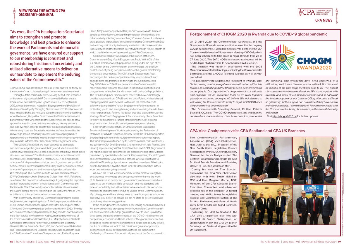 Commonwealth Parliamentary Association (CPA) HQ (@cpa_secretariat) on Twitter photo Acting <a href="/CPA_SecGen/">CPA Secretary-General</a> <a href="/jarvismatiya/">jarvis matiya</a> outlines how the #Commonwealth Parliamentary Association is continuing to provide maximum support to its membership during #COVID-19 pandemic & supporting Parliamentarians and parliamentary staff in The Parliamentarian: cpahq.org/cpahq/parliame… Acting <a href="/CPA_SecGen/">CPA Secretary-General</a> <a href="/jarvismatiya/">jarvis matiya</a> outlines how the #Commonwealth Parliamentary Association is continuing to provide maximum support to its membership during #COVID-19 pandemic & supporting Parliamentarians and parliamentary staff in The Parliamentarian: cpahq.org/cpahq/parliame…