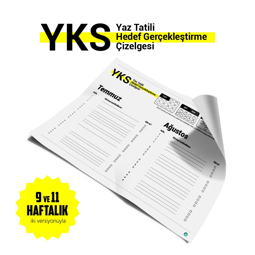 YENİ | YKS Yaz Tatili Hedef Gerçekleştirme Çizelgesi

Bu yaz YKS sınavına hazırlanacak öğrencilerinizin çalışma sürecini planlamasını sağlayacak harika bir çalışmayla karşınızdayız.
#PDRMateryal #GirişimciÖğretmen

Ayrıntılar⬇️⬇️
girisimciogretmen.com/Product/Produc…