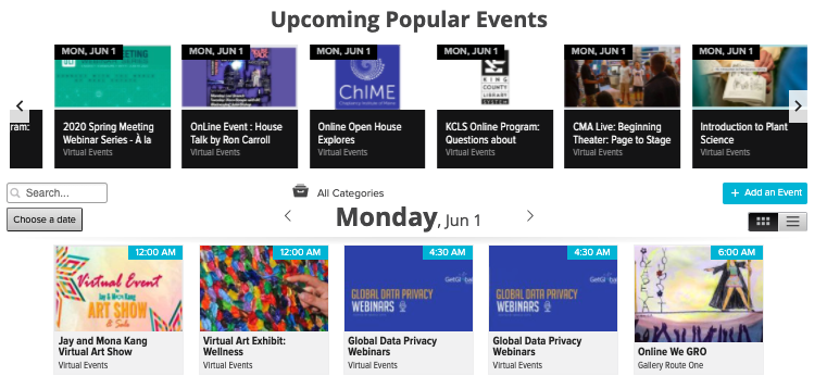 eventsdotcom's tweet photo. Attending a #virtualevent is one of the ways people can connect, which is why we created a centralized place for everyone, everywhere to discover and add upcoming virtual events. Check it out & add your virtual event! https://t.co/PYQaA9z49f #VirtualEvents #VirtualEventCalendar https://t.co/lNHeCHBZkU