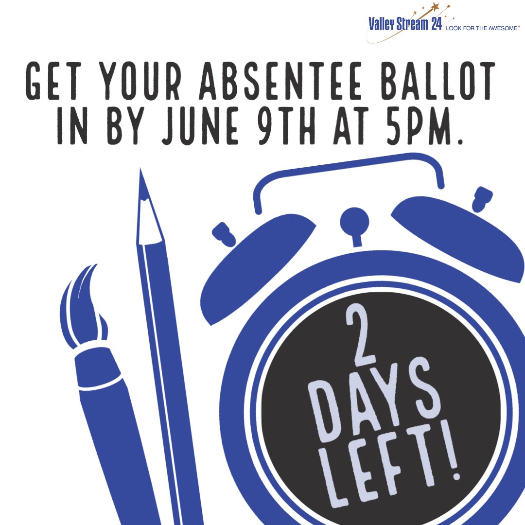 2 DAYS LEFT! Your vote matters! The future of our community depends on our schools. The future of our schools depends on your vote!

#LookForTheAwesome #VS24
<a href="/DonSturz/">Don Sturz</a> <a href="/ValleyStreamBAS/">Brooklyn Avenue School</a> <a href="/ValleyStreamRWC/">Robert W. Carbonaro School</a> <a href="/ValleyStreamWLB/">William L. Buck School</a>