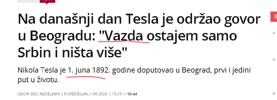 ciceron_rimski's tweet photo. Lažni komentar na vest
ZamisliteTesla rodjen u Austrougarskoj... A ima vokabular kao da je rodjen u CG ili Srbiji recimo
Bagru lažovsku otkriila je reč #VAZDA koja se baš koristila u Austrugarskoj kada je Tesla išao u školu
Totalno izmišljena izjava lažova kao danas iz #Informera https://t.co/eRCrv8yLMe