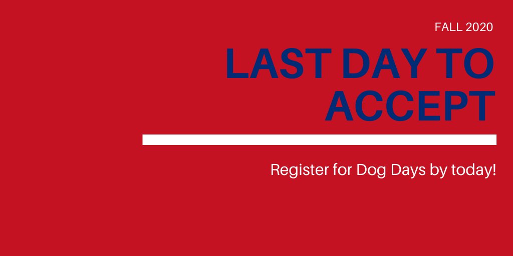 Today is the last day to accept your <a href="/Fresno_State/">Fresno State</a> admission offer for fall 2020 and register for @FSDogDays (new student orientation). Check your Fresno State email for our live tutorial this afternoon. #BulldogBorn
