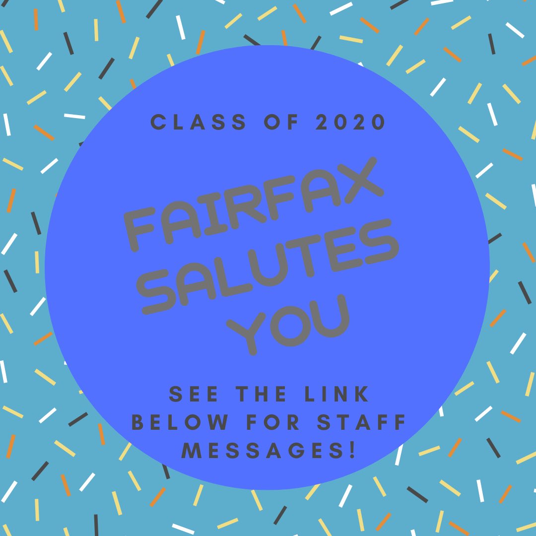 A special send-off to the Class of 2020 from Fairfax HS's staff - check it out here youtube.com/watch?v=87IrsH…