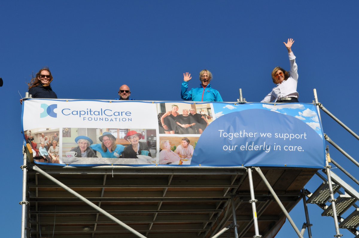 JenColConstruct's tweet photo. The wind made this one a tricky Par 3, but our first golfers, @capcarefdtn Board Chair @MichelePerret and @840CFCW's @jackieraecfcw were up for the challenge! Swing by to support CapitalCare. #CCFVirtualGolf #JenColSupports https://t.co/kPcmQ8wTb7