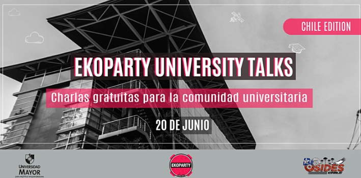 BSidesCL's tweet photo. ¿Qué son las @Ekoparty University Talks? Una serie de charlas gratuitas con el objetivo de visibilizar investigaciones de infosec entre la comunidad educativa.

¡Inscribete! https://t.co/wjxaIi0tA6 https://t.co/p2RgPL9w3A