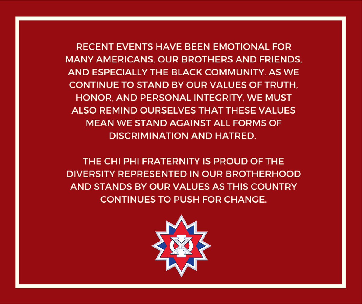 Recent events have been emotional for many Americans, our Brothers and Friends, and especially the Black community. As we continue to stand by our Values, we must also remind ourselves that this means we stand against all forms of discrimination and hatred.