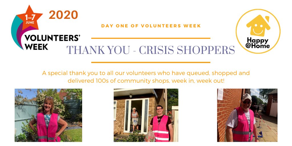 Day one - Volunteers Week, Today we are saying thank you to our brilliant crisis shoppers. Who over the last few months have not only queued and shopped and delivered hundreds of shops but have chatted and check-in with the vulnerable in our community. #VolunteersWeek2020