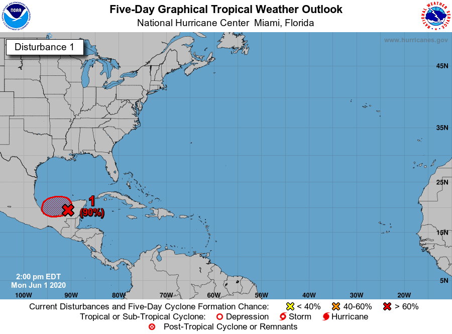 ClimaYucatan's tweet photo. A punto de nacer #Cristóbal. Más lluvia para la península. 

El NHC indica que hay un 90% de probabilidad de desarrollo ciclónico en el golfo de México en las próximas horas.

Es posible que al final de la tarde ya tengamos nuevo ciclón. https://t.co/sTs4KMKoQ6