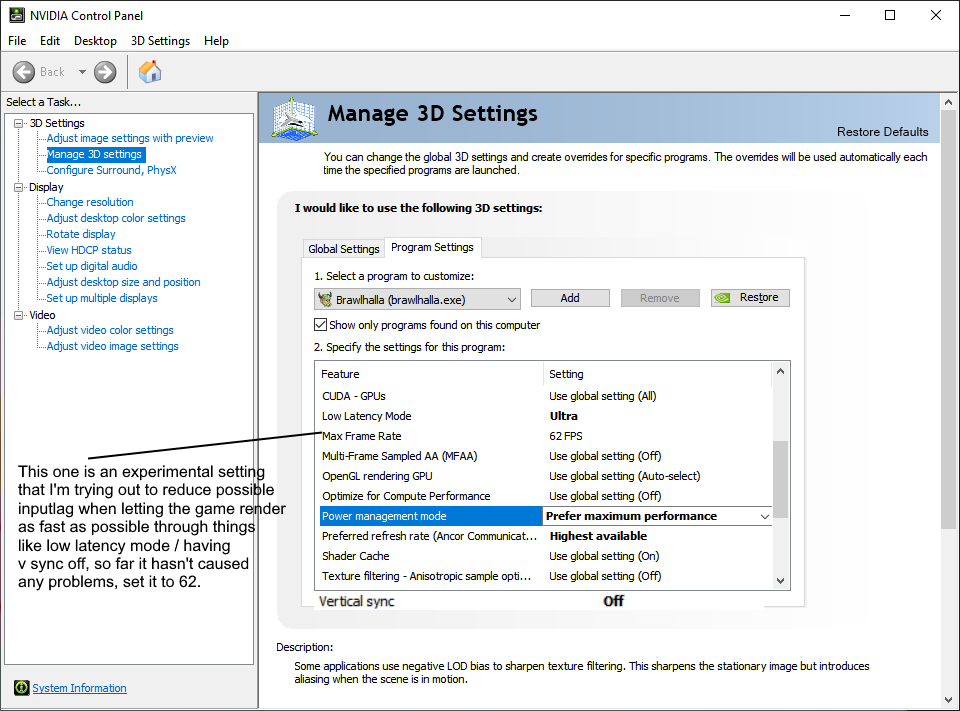 Diakou On Twitter Quick Optimal Brawlhalla Settings Through Nvidia Control Panel Make Sure You Always Update To The Newest Drivers The Settings That Are In Black Are The Settings That You Should