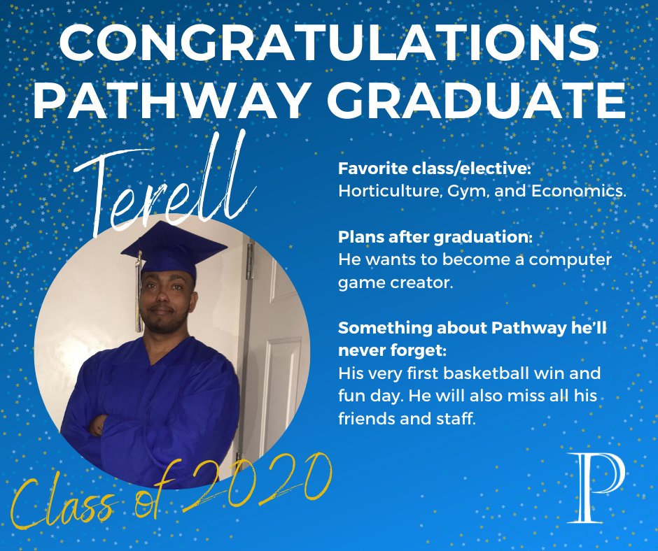 Pathwayschool's tweet photo. Next up for our Graduating Senior Spotlight is Terell! Congratulations Terell! 🎓🤩 #PathwayStrong #PathwayGraduate #Classof2020 Congratulations to all of our 2020 graduates! Stay tuned as we feature more of our graduates here! https://t.co/FcIgrftsBP