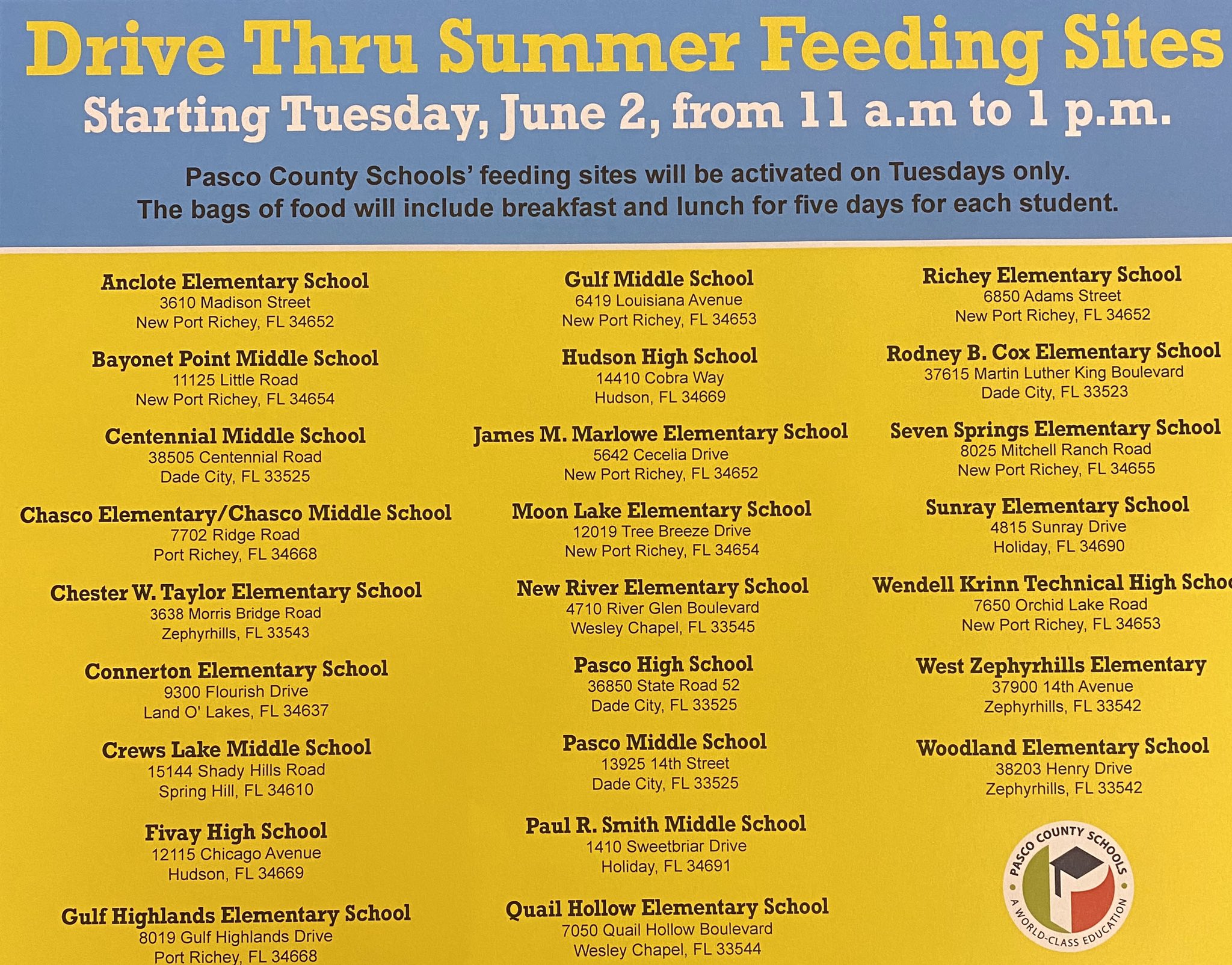 pasco-county-schools-on-twitter-summer-feeding-schedule-starts
