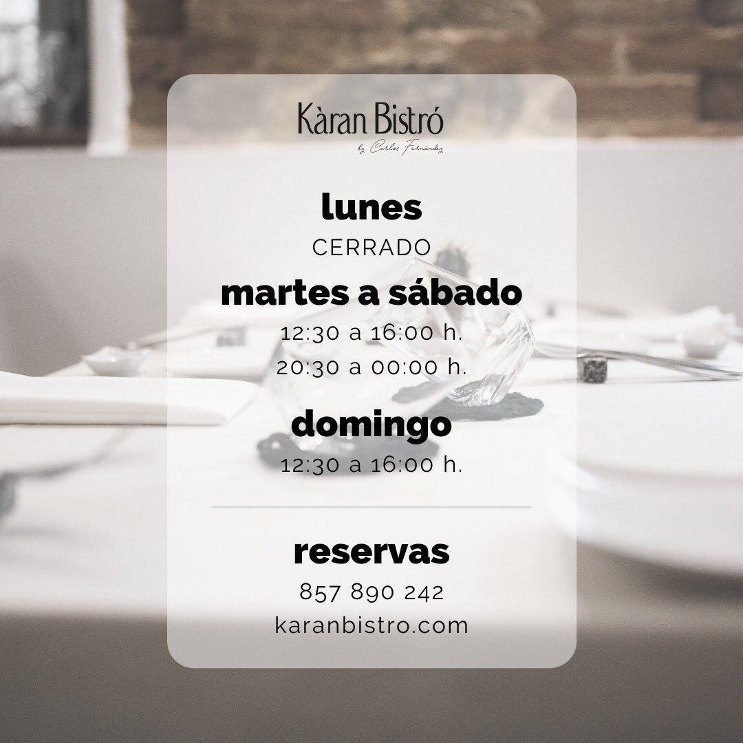 Tras la primera semana en fogones después del confinamiento, sólo podemos deciros una cosa: GRACIAS.
Horario de verano 2020.

#KàranBistró #Pozoblanco #LosPedroches #CórdobaESP #guiarepsol #gormecorodoba #andgastrotur #guiamichelim #thecondénasttraveller #bibgourmand