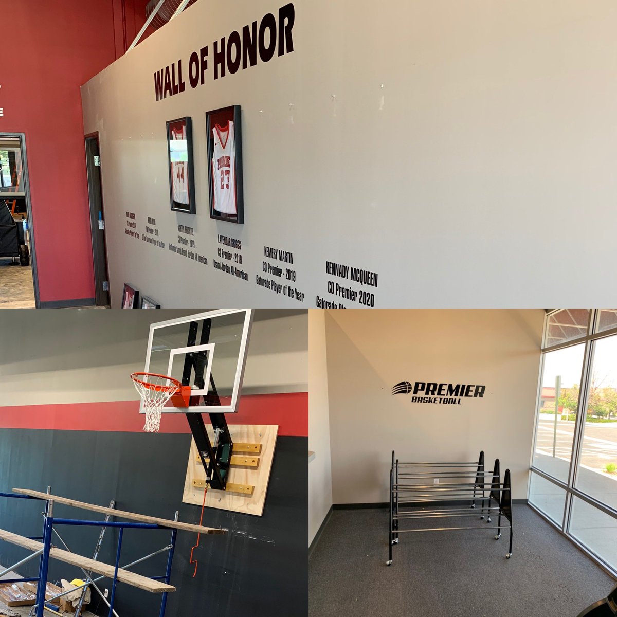 Wall of Honor, Hoops, Ball Racks and more wrapping up today at the new Premier Development Institute. #wearepremier2020 #youcantstopus