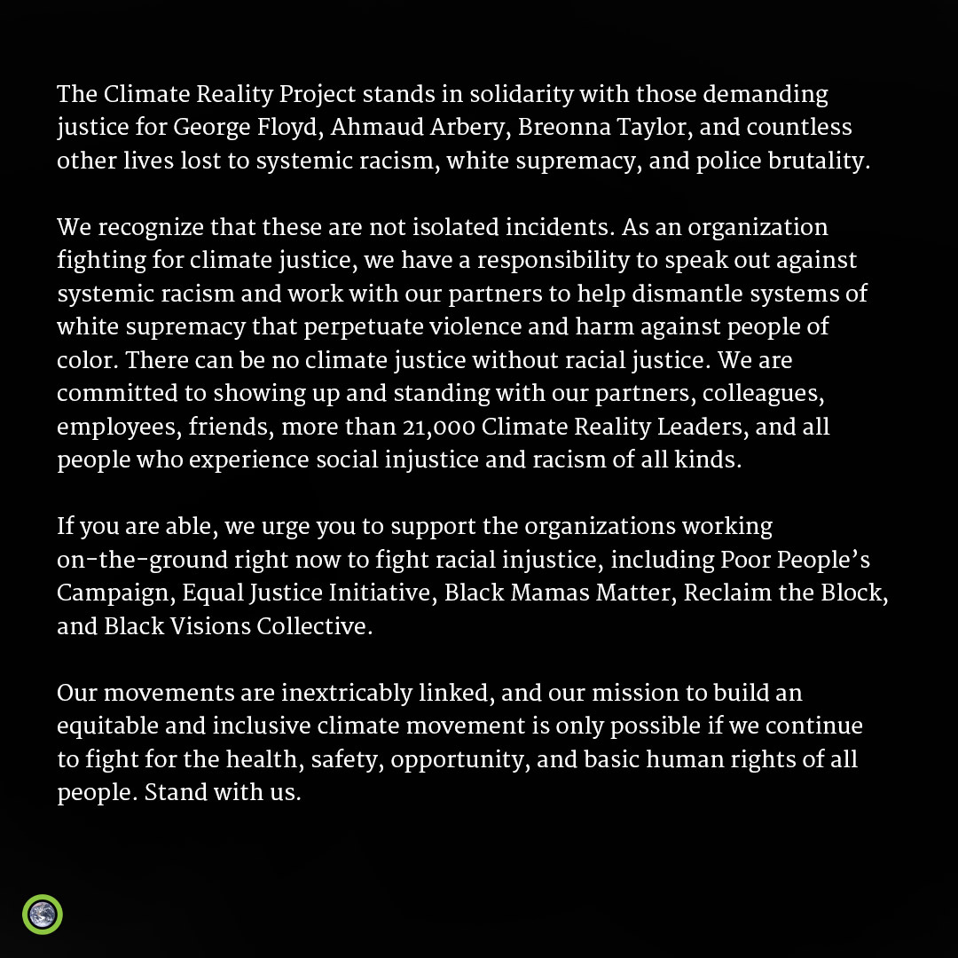 We stand in solidarity with those demanding justice for George Floyd, Ahmaud Arbery, Breonna Taylor, and countless other lives lost to systemic racism, white supremacy, and police brutality. #BlackLivesMatter