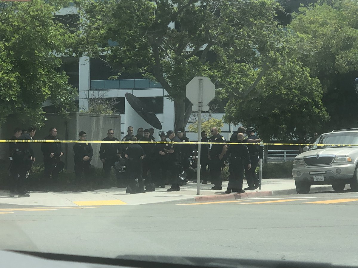 Cops prepared and already walling along the police station. Have the whole block shut down. Downtown San Diego. #BlackLivesMatter #downtownsandiego #balboapark