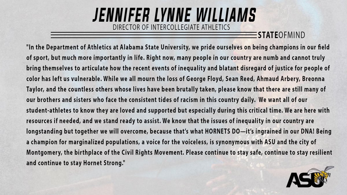 Even during this difficult time we are still Hornet Strong! 

#STATEofMind