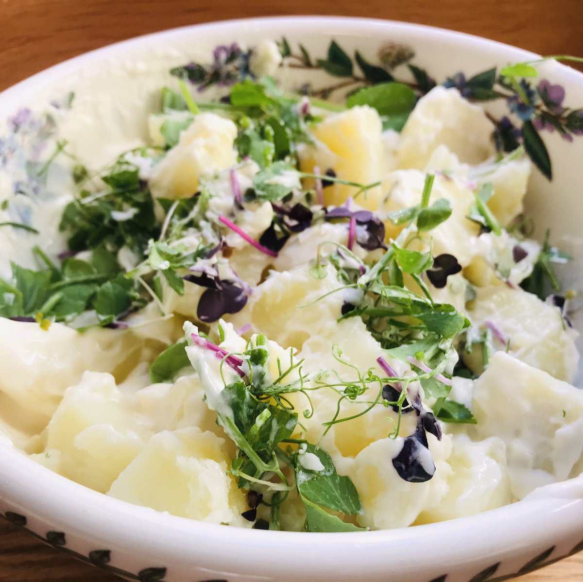 MagnificentMic5's tweet image. Potato salad with Microgreens🌱 #potatosalad #microgreens #Microgreenraddish #microgreensalad #microgreenrocket #peashoots #grownlocal