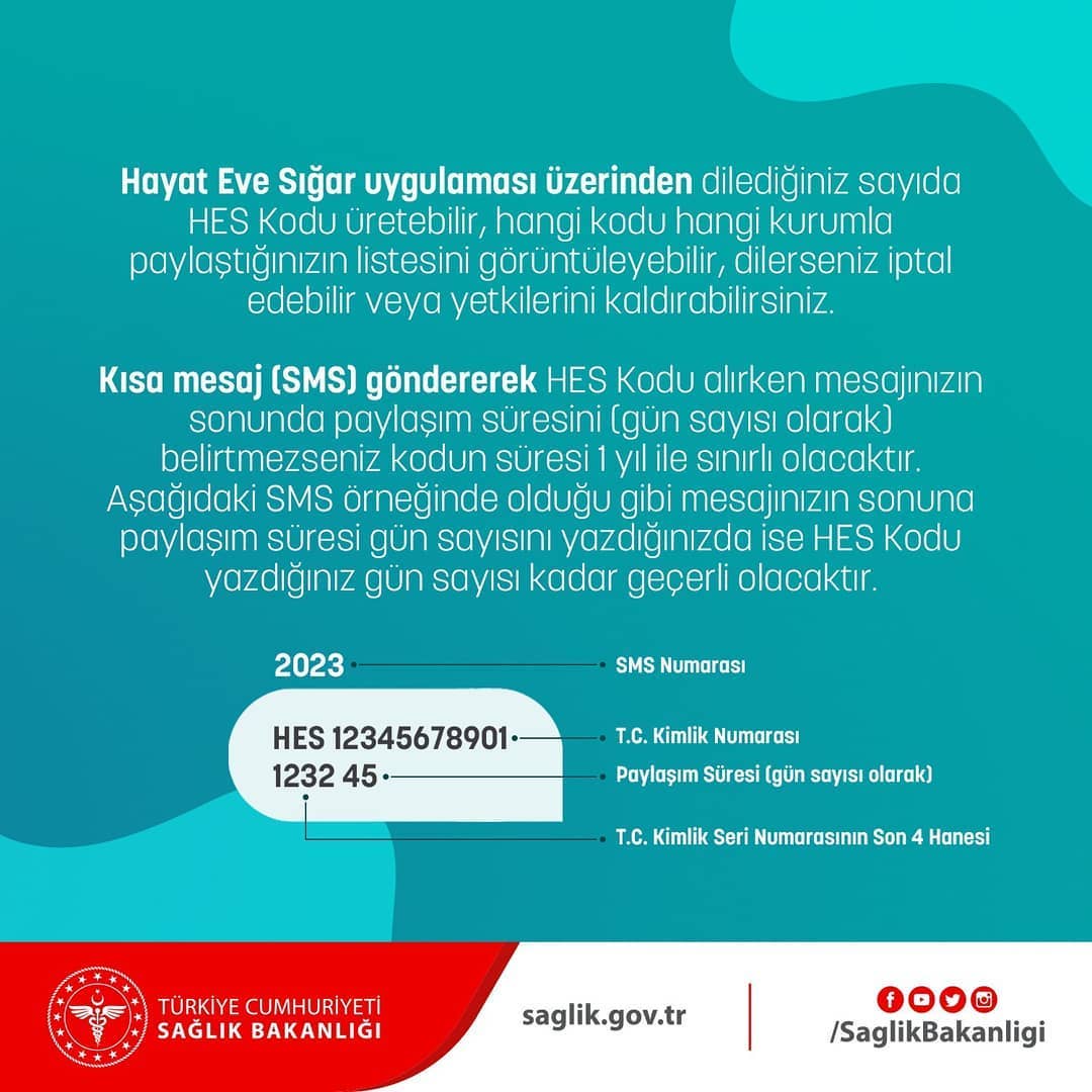 Şehirler arası seyahat başladı. 

İstanbul, Ankara, İzmir gibi şehirlerden çıkarken Sağlık Bakanlığına ait Hayat Eve Sığar uygulamasından HES kodu alınması gerekiyor.🚄 🚌 ✈️