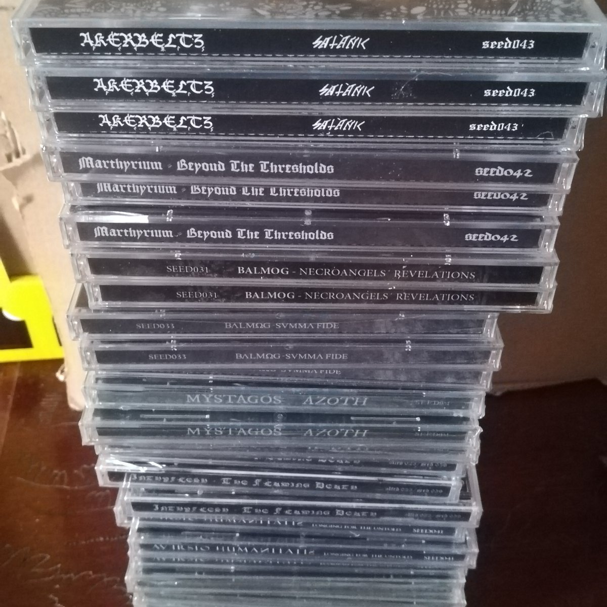 WarProd's tweet photo. More goodies for our mailorder.
Soon will be added.
#QayinRegis #Mystagos #Akerbeltz #Marthyrium #AversioHumanitatis #InThyFlesh #Balmog
#WarProductions #SupportTheUnderground #BlackMetal #BlackDeathMetal https://t.co/iKYOJbps3i