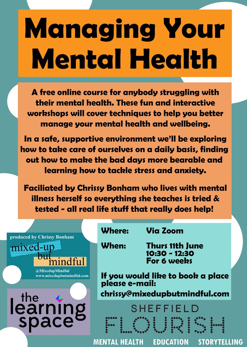I’m so super excited to have teamed up with <a href="/ShefFlourish/">Sheffield Flourish</a> to offer a free online mental health course! All the details are below &amp; you can read an article about me &amp; the course here: 

sheffieldflourish.co.uk/news/new-proje…

Please do pass this on for me - I can’t wait to get started!! 😊