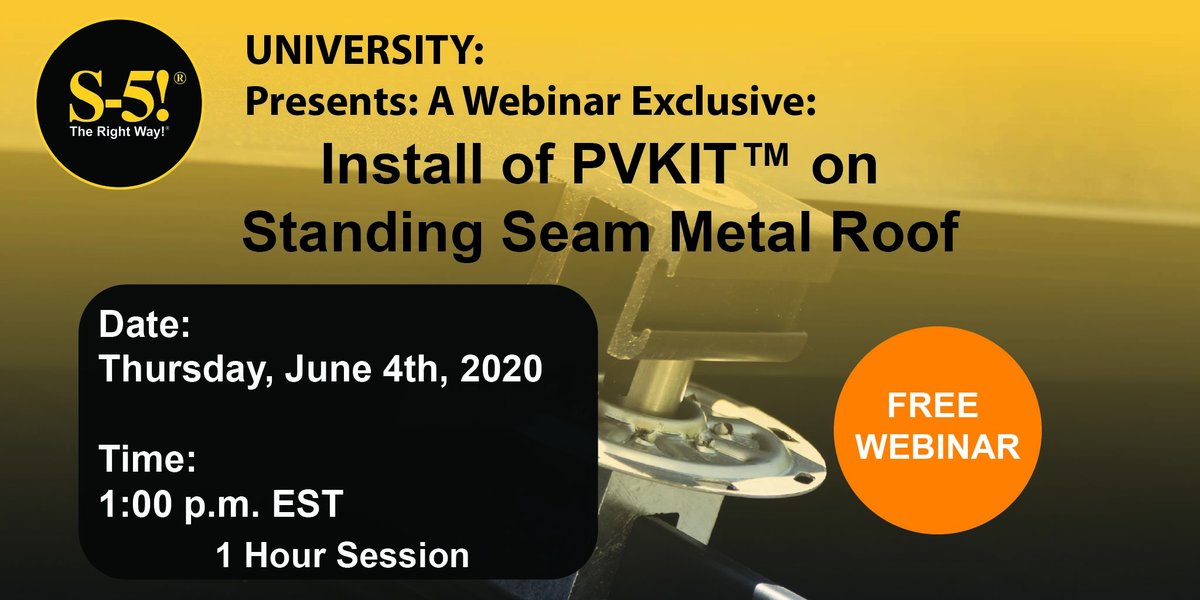 S5_Attachments's tweet image. Have you registered yet? We have 3 #freewebinars you to check out THIS WEEK! Learn about the secrets of #winduplift, see a demonstration on how to perfectly install our PVKIT™ and learn about the latest @S5_Attachments #solarapplications. bit.ly/2Az32qP