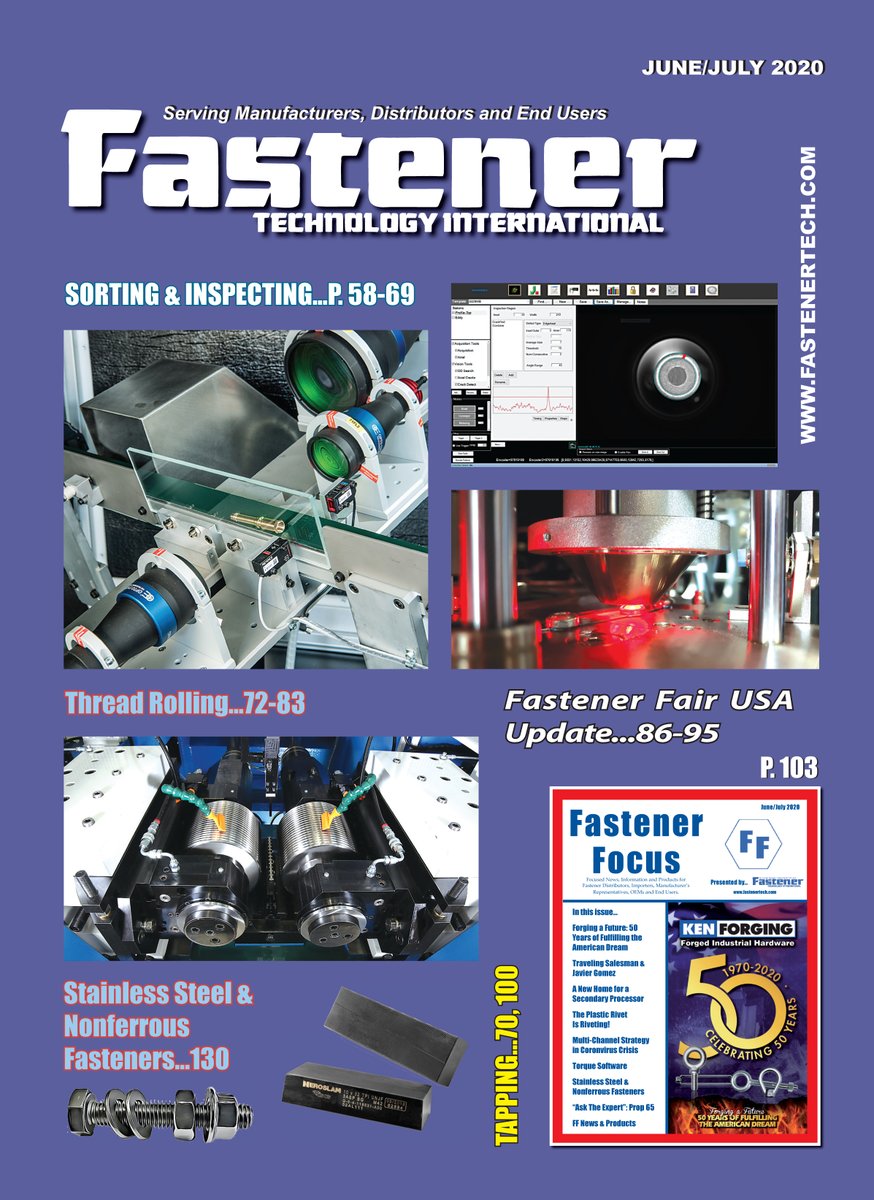 The June/July 2020 issue of Fastener Technology International (FTI) is complete and online at bluetoad.com/publication/?i…. Subscription, editorial and advertising details are here fastenertech.com.