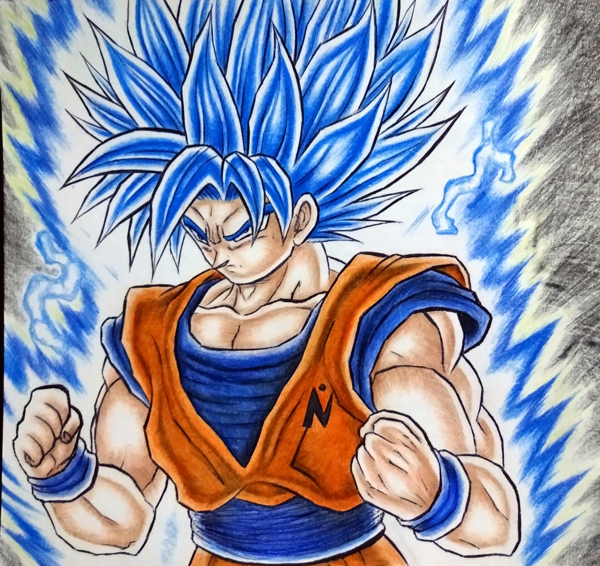 Desenhando o Goku ssj Blue ( semi realista ) Drawing Goku ssj blue - Dragon  ball super broly 