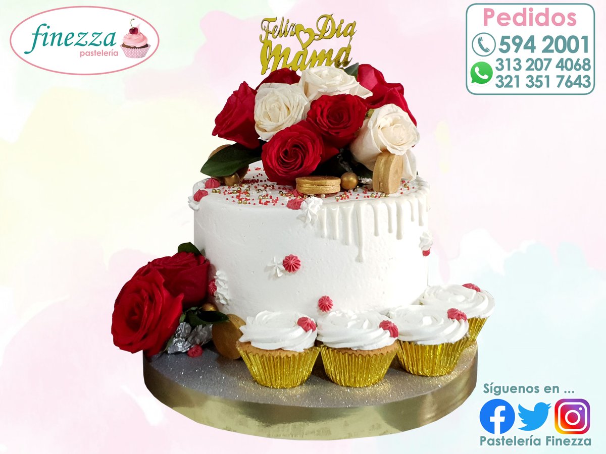 Feliz Día de la Madre Paola! #PasteleriaFinezza #CelebraConFinezza  #DiaDeLaMadre #Ponque #Torta #Rosas #Cupcakes #Paola, image size:1200x900