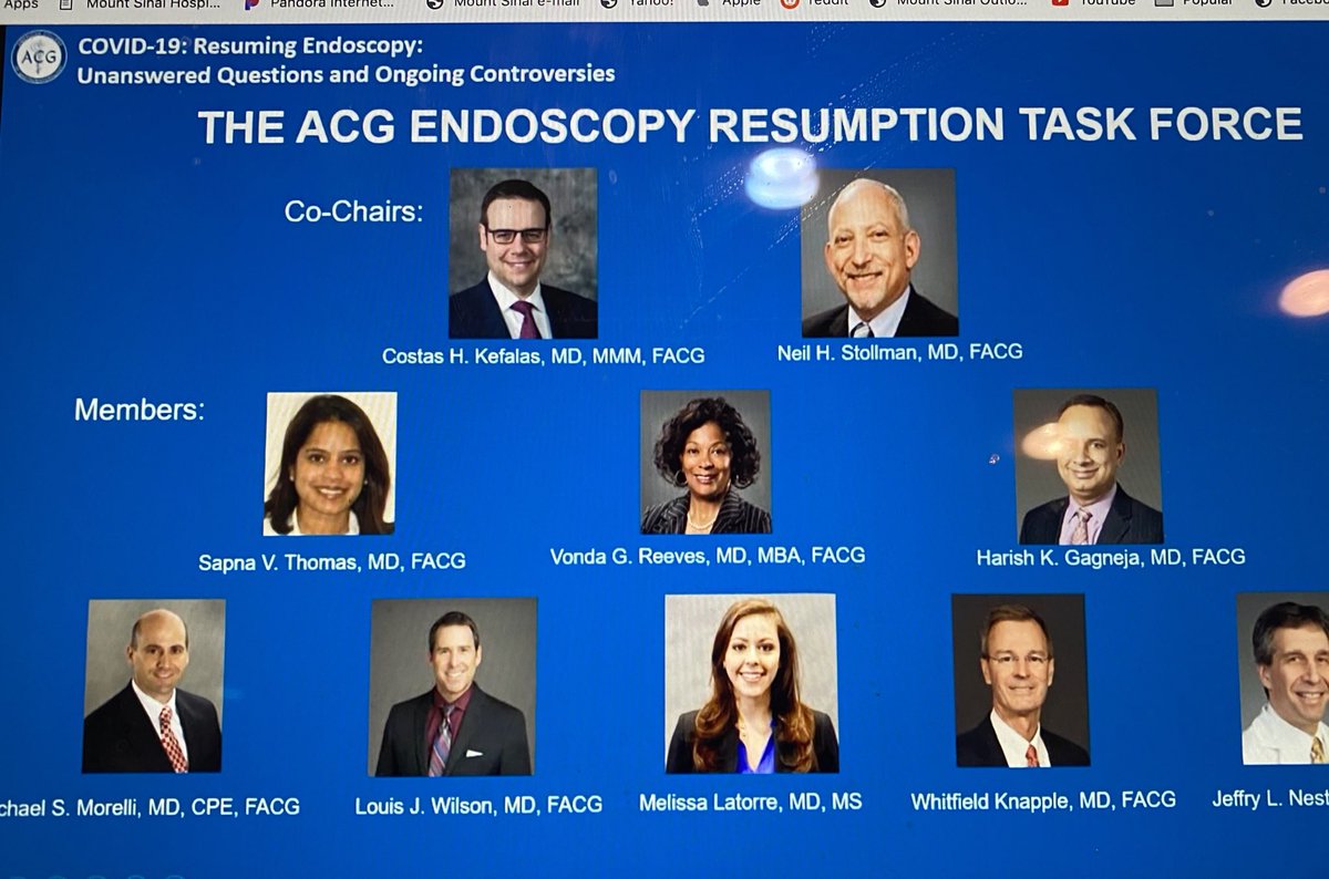dagreenwald's tweet image. Meet the @ACG endoscopy resumption task force.   This group has worked tirelessly to provide answers to difficult questions about resuming endoscopy.   Many thanks to this incredible group! #RoadMapForReopening ⁦@ALOliphant⁩