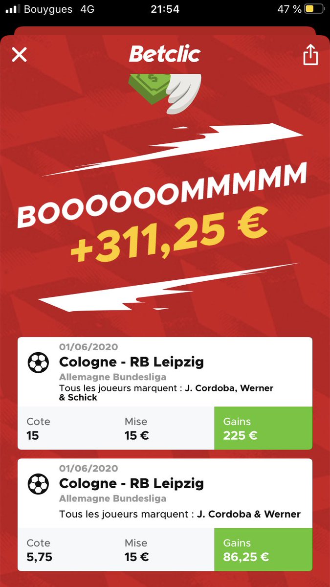 GdfPronos's tweet image. nos derniers résultats de ces deux dernier jours. Ça paye la Bundesliga ! Rejoins vite notre canal gratuit sur Telegram en cliquant sur le lien dans ma bio ! 😎✅
#TeamParieur #Betclic #parissportif