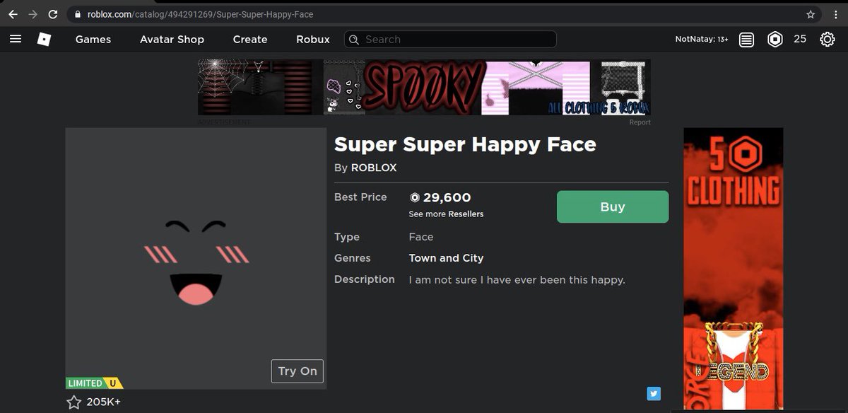 Super Super Happy Face & Playful Vampire Limited face Roblox