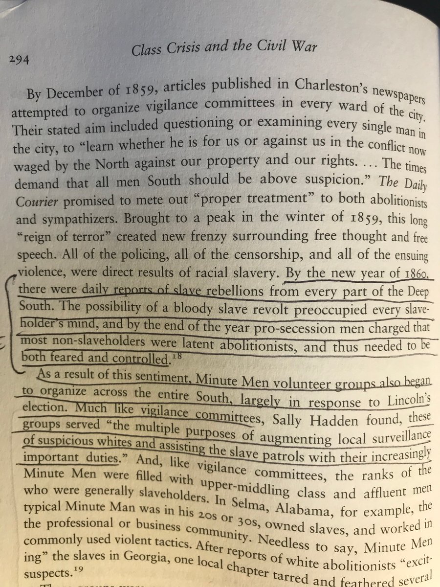 After the attack on Harpers Ferry, Southern elites – terrified of poor whites and black slaves banding together against them – began to raise the alarm about abolitionist "incendiaries" and other "suspicious whites" in their midst and soon formed patrols and laws to target them.