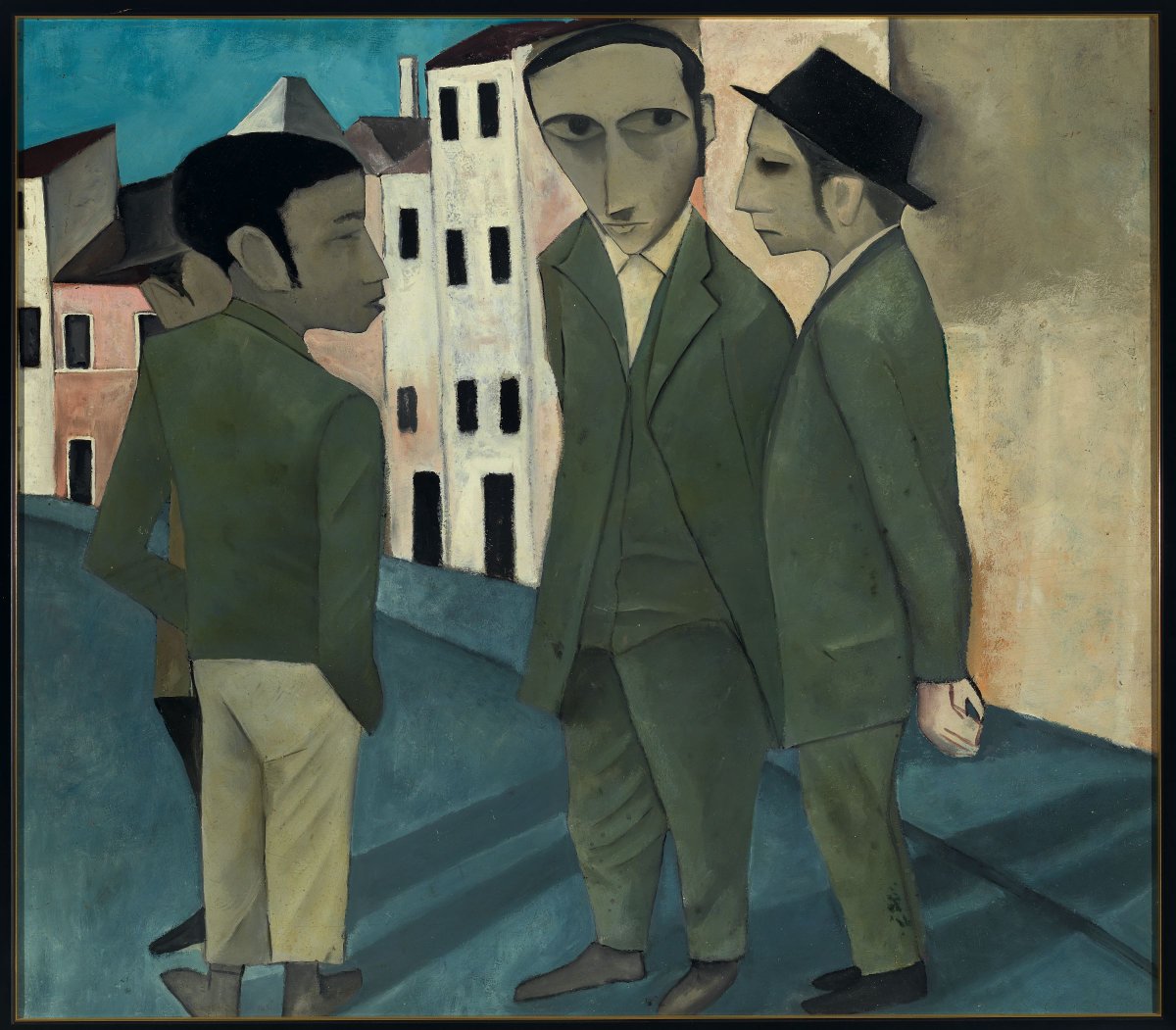 Robert Dickerson
Hurstville, New South Wales, 
Australia born 1924 – 2015 

Street corner meeting 1953 

Sydney, New South Wales, Australia

Enamel on board 

122.4 h x 153.5 w cm 

National Gallery of Australia