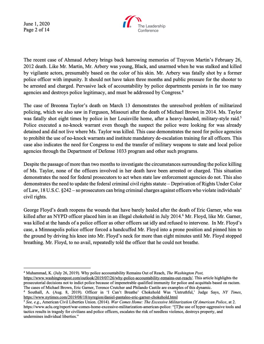 theappeal's tweet image. NEWS: A coalition for more than 200 civil and human rights organizations calls on congressional leadership to take “swift and decisive legislative action in response to ongoing fatal police killings and other violence against Black people.” civilrightsdocs.info/pdf/policy/let…