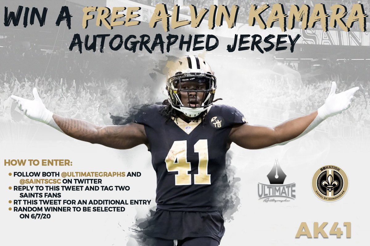 SaintsCSC's tweet photo. Want to win a chance for a FREE Alvin Kamara #Saints jersey?

Make sure you're following both us and @UltimateGraphs on Twitter for a chance to win! Additional details below. https://t.co/wN36EuPeYo