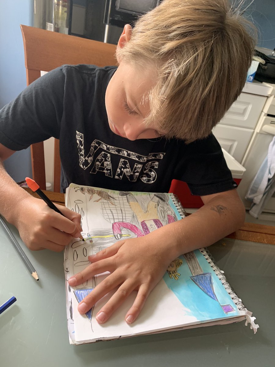 sunlovey's tweet photo. It is so exciting for me to share Liam’s first illustration for J. K. Rowling’s #TheIchabog . I cannot express how happy it makes me that he felt so inspired to participate. I’m so thankful for this summer reading opportunity! #kingfredthefearless #TheIckabog #liamrocks #legacy https://t.co/PnWbFatzdH