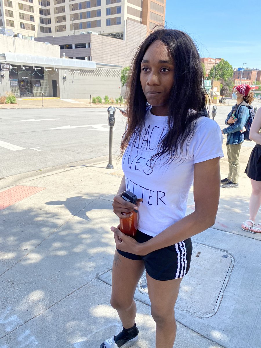 The woman protesting passionately at 13th and Howard was Destiny Minor, 23. She says she is frustrated because people want to protest peacefully, but the Guard is here with weapons.“We don’t have guns. If they said they would join us, we would walk arm in arm with them.”