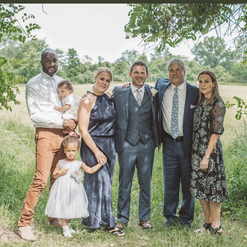 Virgil Abloh's wife Shannon sits front row with their children to