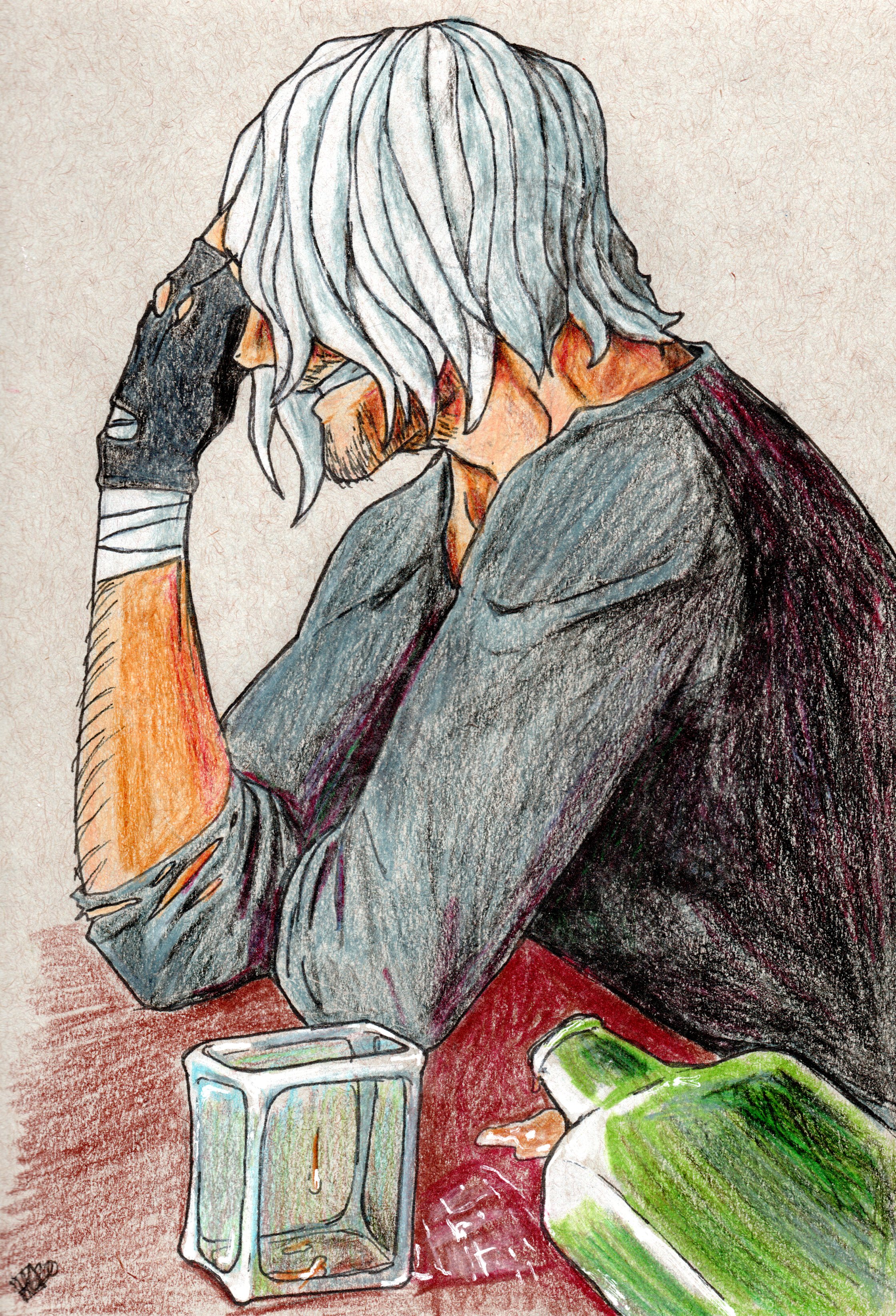 Colored-pencil artwork of dante from devil may cry 4